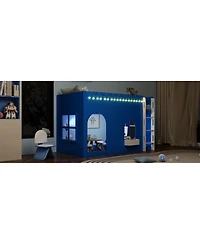 Streamdale Furniture Twin Size Kids Loft Bed with Warm Led Light String