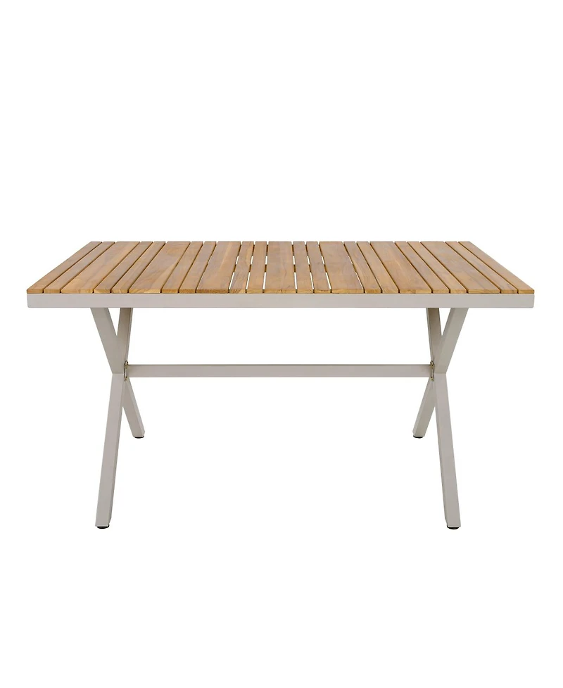 Streamdale Furniture Teak Wood and Steel Rectangular Outdoor Dining Table