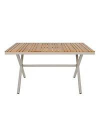 Streamdale Furniture Teak Wood and Steel Rectangular Outdoor Dining Table