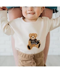 Sweet Wink Baby Boys Teddy Bear Patch Long Sleeve Romper