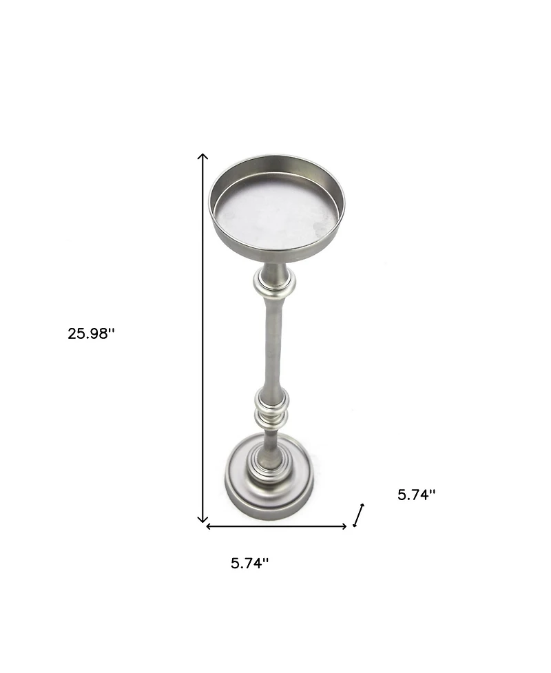 HomeRoots Brushed Silver Finish Drink Size Accent Table