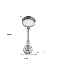 HomeRoots Brushed Silver Finish Drink Size Accent Table