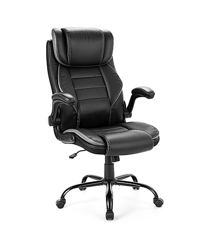 homfan Ergonomic Executive Chair with Spring Lumbar Support, Adjustable Headrest, Flip-Up Arms, Recline, 350 lb Capacity