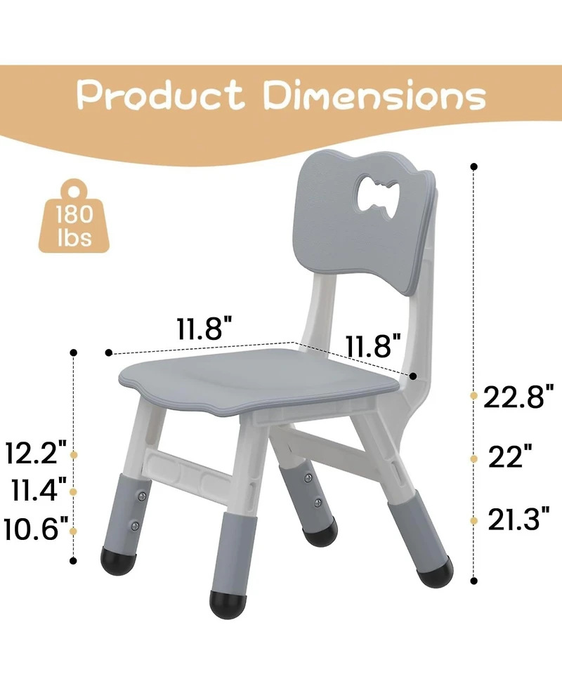 homfan 4 Pack Adjustable Height Kids Plastic Chairs Set