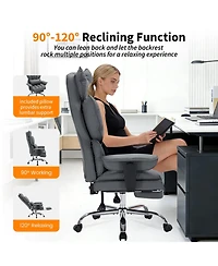 homfan Big and Tall Ergonomic Office Chair with High-Back Pu Leather, Lumbar Support, Adjustable Recline and Footrest