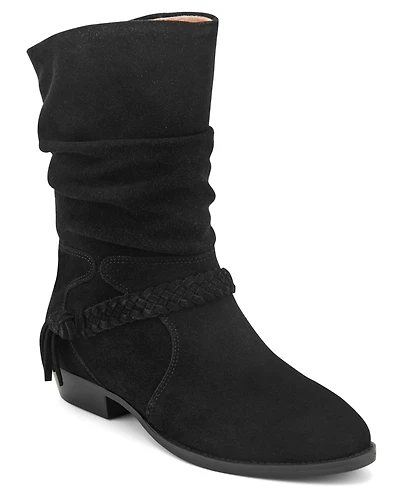 Earth Women's Printy Suede Ruched Pull-On Boots