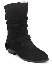 Earth Women's Printy Suede Ruched Pull-On Boots