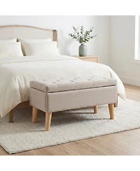 Streamdale Furniture 32" Wide Upholstered Storage Ottoman Bench with Built-in Tray