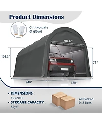 Clihome Anti-Snow 10x20 Feet Carport, Commercial Grade Heavy Duty Portable Garage Canopy