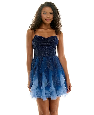 pear culture Juniors' Ombre Petal Sweetheart Short Dress