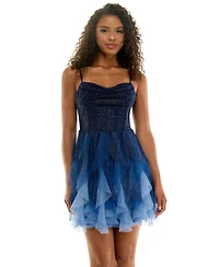 pear culture Juniors' Ombre Petal Sweetheart Short Dress