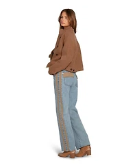 Belle & Bloom Women's Rebel Mid Rise Side Stripe Denim Jeans