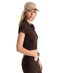 Good American Women's Polo Collar Short-Sleeve Top