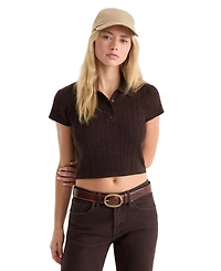 Good American Women's Polo Collar Short-Sleeve Top