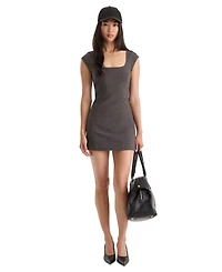 Good American Women's Square Neck Cap-Sleeve A-Line Dress
