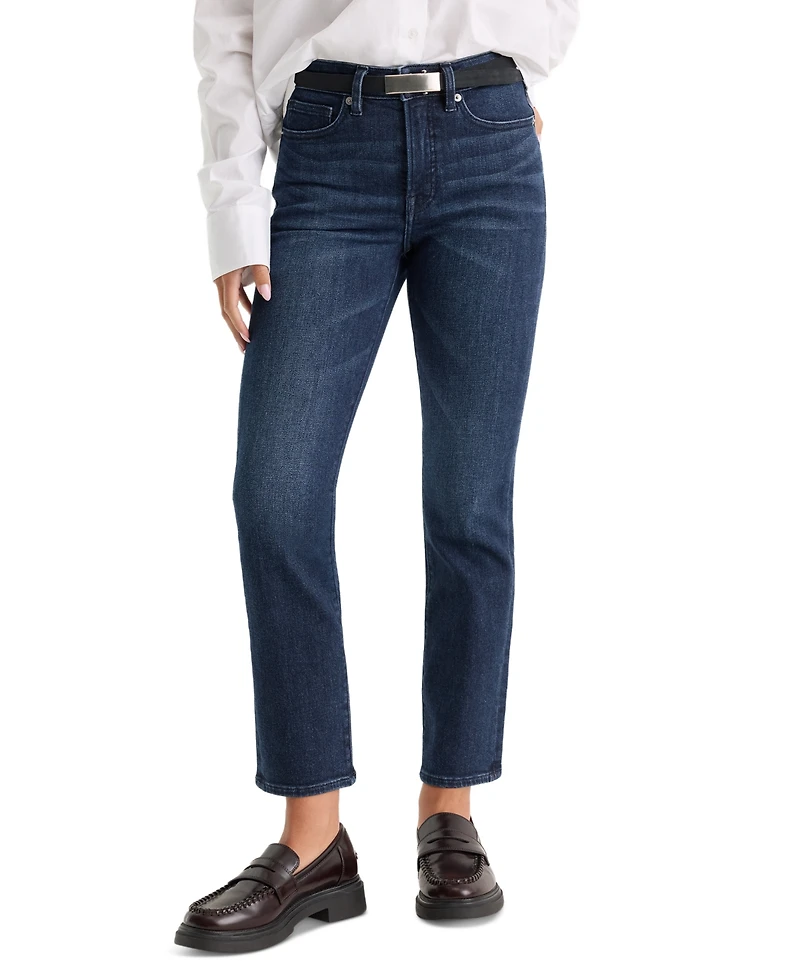 Good American Petite Mid-Rise Straight Ankle Jeans