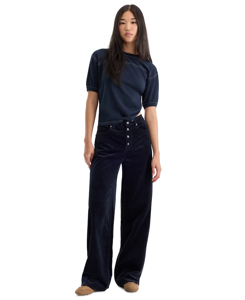 Good American Women's High-Rise Corduroy Wide-Leg Jeans