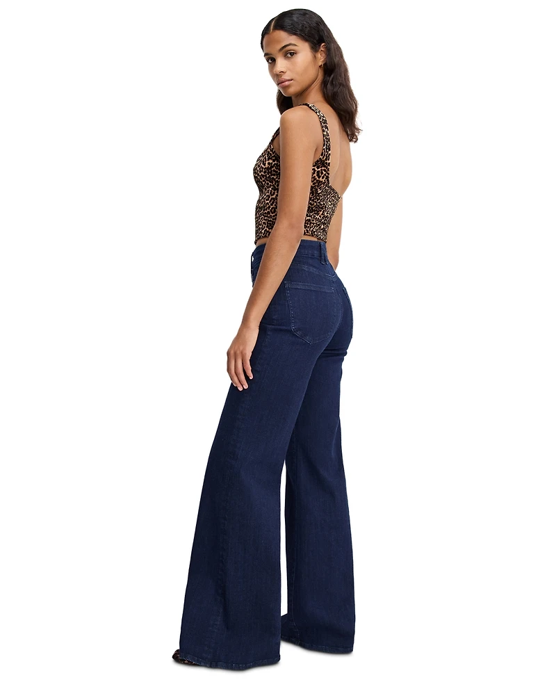 Good American Petite High-Rise Wide-Leg Ankle Jeans
