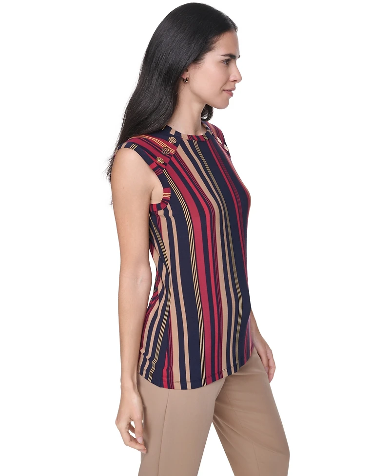 Tommy Hilfiger Women's Sleeveless Striped Crewneck Top