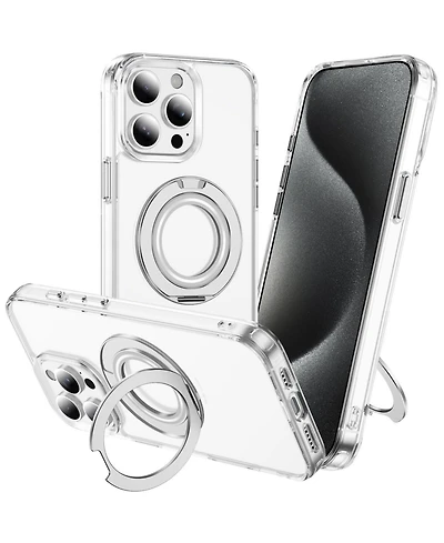 Alpha Digital iPhone 15 Series Case: Magnetic Ring Stand, Shockproof