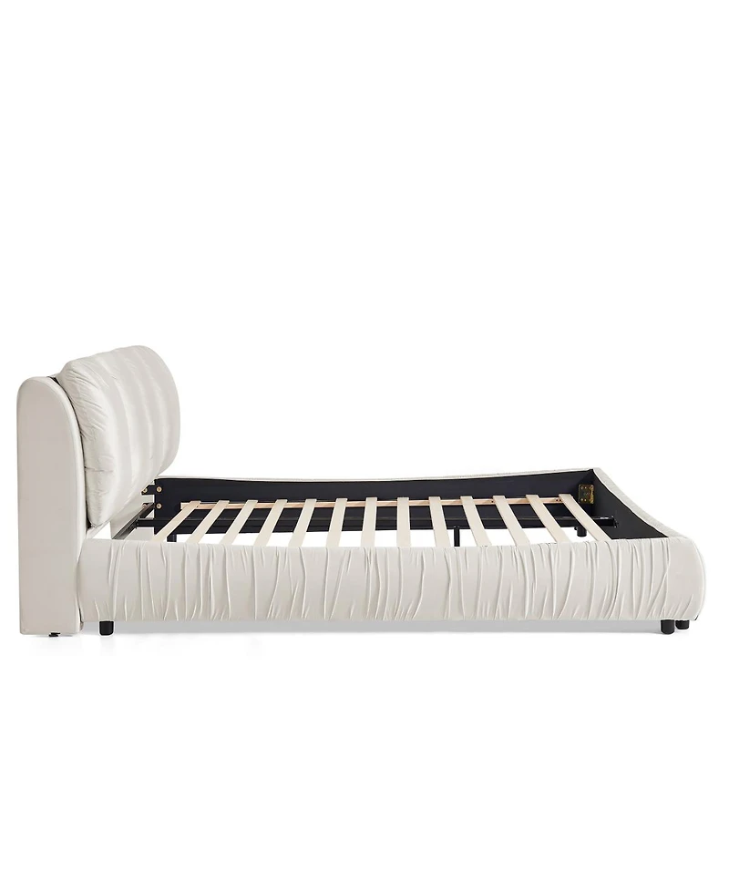 Streamdale Furniture Queen Size Upholstered Bed Frame, Modern Minimalist Velvet Bed