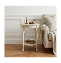 HomeRoots 24" Solid Wood Round End Table With Shelf