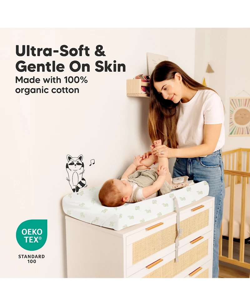 KeaBabies 2-Pack Soothe Waterproof Changing Pad Covers for Boy, Girl, 32x16 Soft Cotton Baby Table Cover