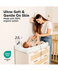 KeaBabies 2-Pack Soothe Waterproof Changing Pad Covers for Boy, Girl, 32x16 Soft Cotton Baby Table Cover