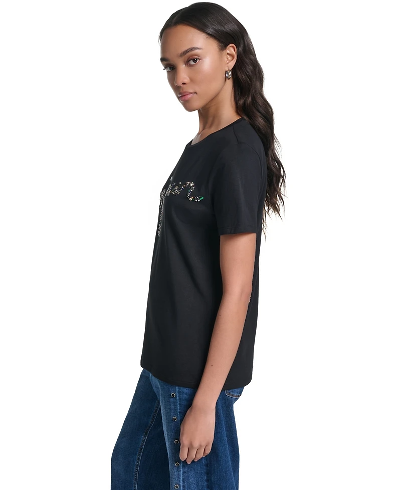Karl Lagerfeld Paris Women's Short-Sleeve Crewneck T-Shirt