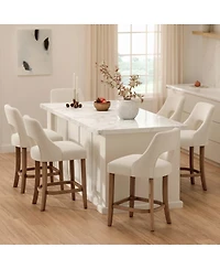 Streamdale Furniture Set of 2 Upholstered Counter Height Bar Stools with Wood Legs