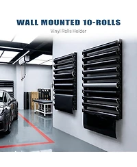 Yescom Wall Mount Vinyl Roll Holder Storage Rack 10 Rolls Metal Craft Organizer for Transfer Paper (2 Brackets, Rods Not Included)