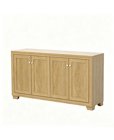 homfan 60" Buffet Cabinet 4-Door Sideboard with Adjustable Shelves, Farmhouse Coffee Bar Console for Living Room and Kitchen