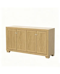 homfan 60" Buffet Cabinet 4-Door Sideboard with Adjustable Shelves, Farmhouse Coffee Bar Console for Living Room and Kitchen