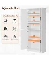 homfan Kitchen Pantry Cabinet 70" Tall Storage with Doors and Adjustable Shelves, Freestanding Cupboard for Living Room and Dining Room