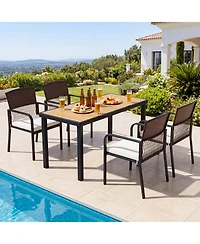 Gymax Outdoor Dining Chairs Set of 4 With Sturdy Metal Frame and Sponge Padded Cushion