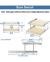 Lovmor 2 Tier Individual Pull Out Cabinet Organizer D Slide Wood Shelves Storage for Kitchen