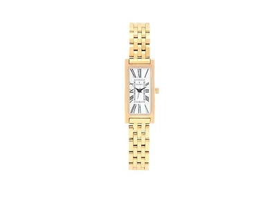 Peugeot Women's 35x18mm 14K Gold-Plated Rectangular Roman Numeral Stainless Steel Watch