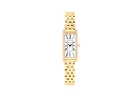 Peugeot Women's 35x18mm 14K Gold-Plated Rectangular Roman Numeral Stainless Steel Watch