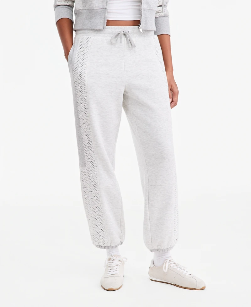 And Now This Women's Crochet High-Rise Fleece Jogger, Macy's Exclusive