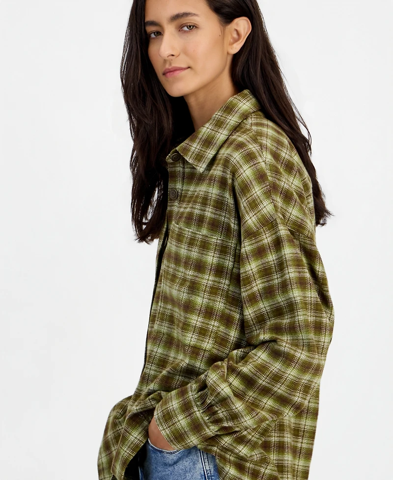 And Now This Women's Plaid Oversized Flannel Button-Up Shirt, Macy's Exclusive
