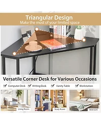 Triangle Computer Desk Corner Desk Home Office w/Power Outlets Usb Ports