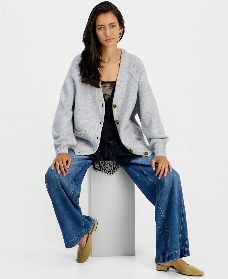 And Now This Women's Slouchy Ribbed-Knit Button-Up Cardigan, Macy's Exclusive
