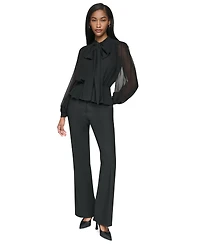 Dkny Women's Tie-Neck Long-Sleeve Blouse with Cami Top