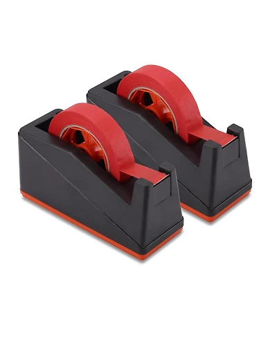 Danrong 2 Pack Desktop Tape Dispenser With Non Skid Pad One Hand Cutting Multi Use