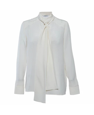 Pre-Owned Givenchy Women's Cream Silk Tie-Neck Long-Sleeve Blouse