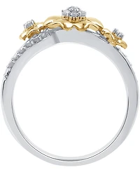 Diamond Flower Ring (1/6 ct. t.w.) Sterling Silver & 14k Gold-Plate