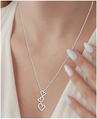 Marsala Diamond Triple Heart 18" Pendant Necklace (1/4 ct. t.w.) in Sterling Silver