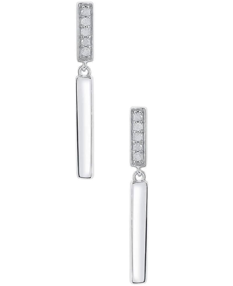 Diamond Bar Drop Earrings (1/10 ct. t.w.) in Sterling Silver