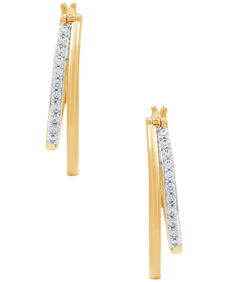 Marsala Diamond & Polished Double Oval Hoop Earrings (1/4 ct. t.w.) in Sterling Silver & 14k Gold-Plate