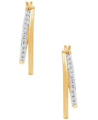 Marsala Diamond & Polished Double Oval Hoop Earrings (1/4 ct. t.w.) in Sterling Silver & 14k Gold-Plate